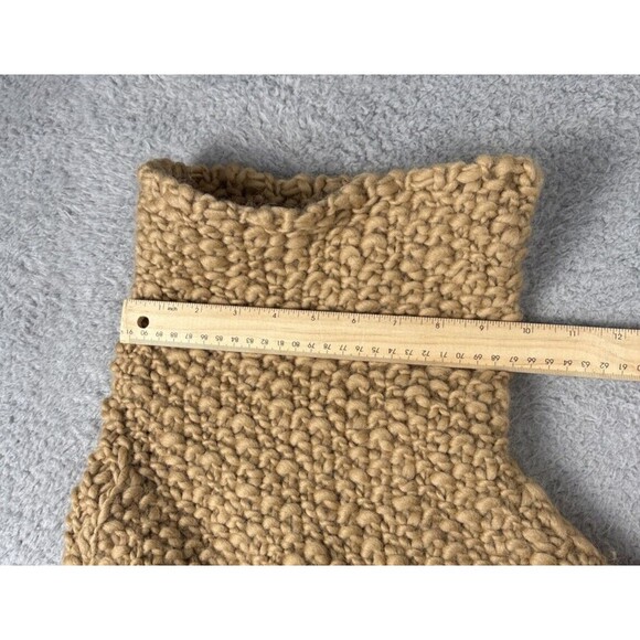 Moda International Poncho HIPPIE BOHO Cable K Wool M/L Fringe Shaggy Tan 70s 80s - Picture 8 of 8